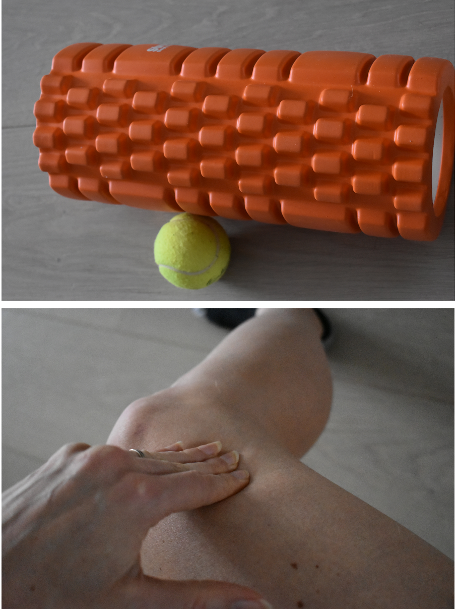 Ukázka ošetření trigger pointů; foam roller a válcování, míčkování